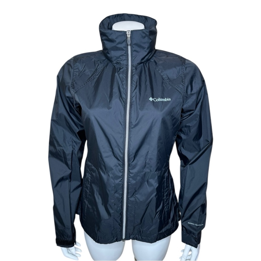 Columbia Switchback II Rain Jacket M Omni-Shield Hood Lightweight Packable Black